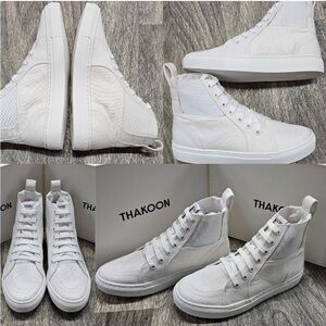 NWT  Thakoon White Elastic Pull on lace up high top sneakers  Size: 7, 8